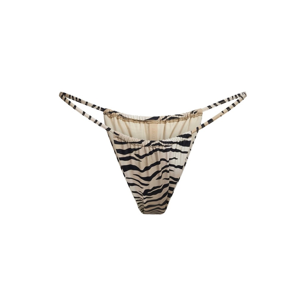 Skims Black and Cream Animal Print Bikini Bottom